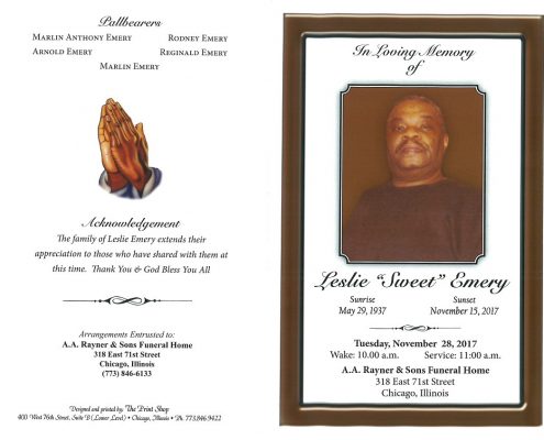 Leslie Sweet Emery Obituary