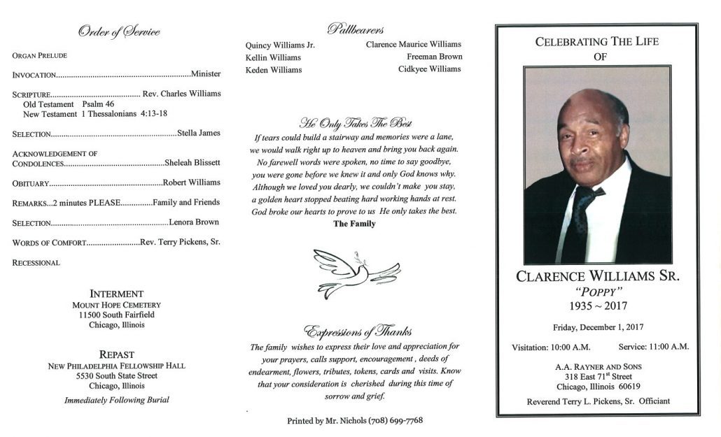 Clarence Williams Sr Obituary