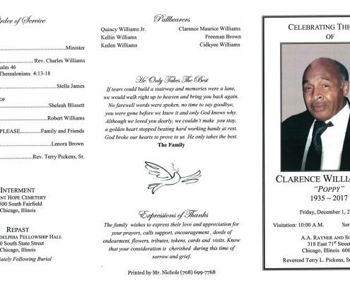 Clarence Williams Sr Obituary