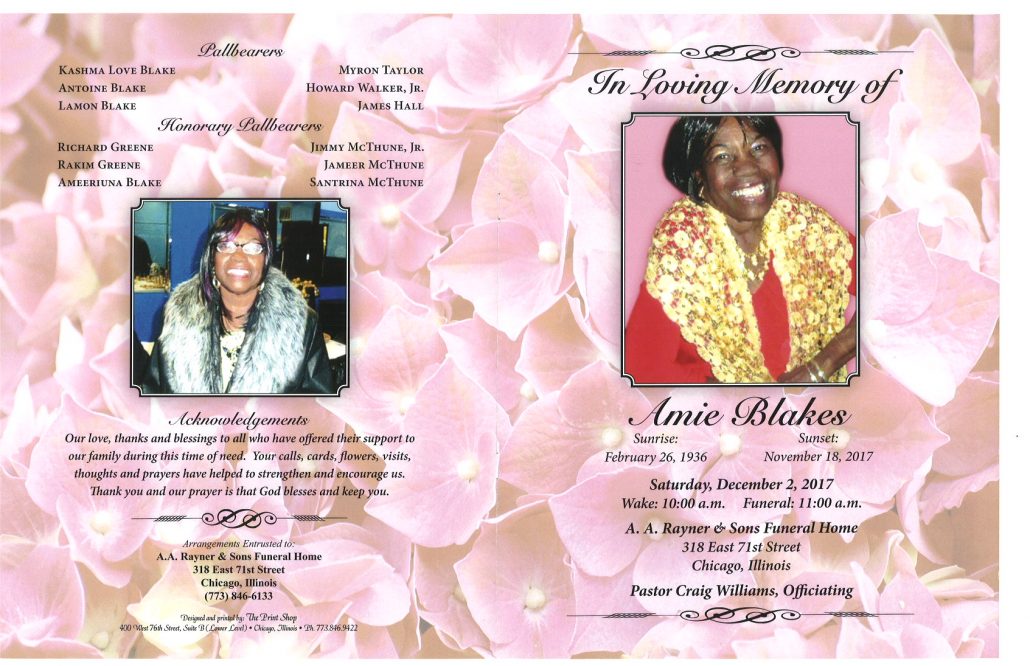 Amie Blakes Obituary