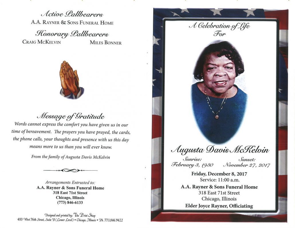 Augusta Davis Mckelvin Obituary
