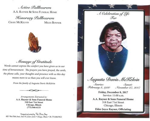 Augusta Davis Mckelvin Obituary