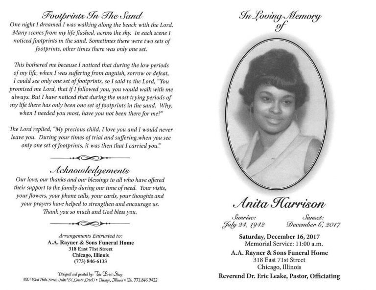 Anita Harrison Obituary | AA Rayner and Sons Funeral Homes