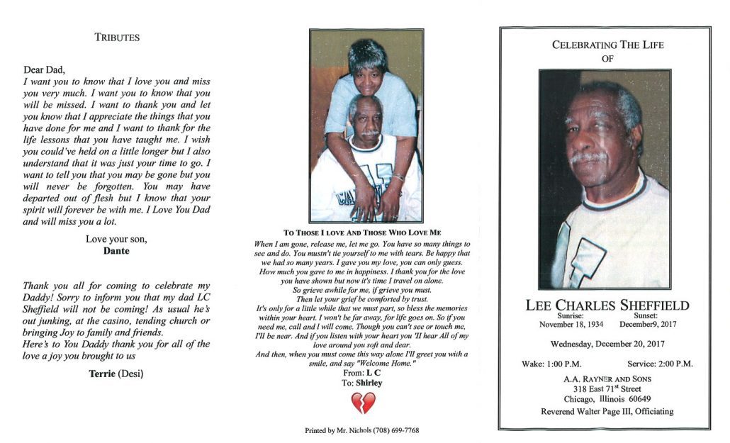 Lee Charles Sheffield Obituary