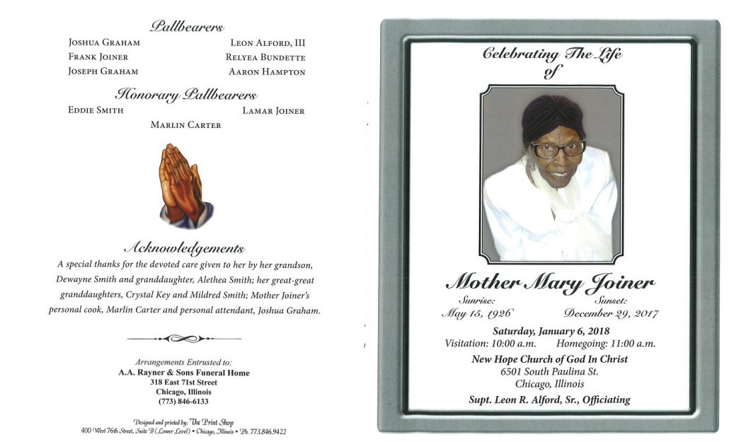 Mother Mary Joiner Obituary