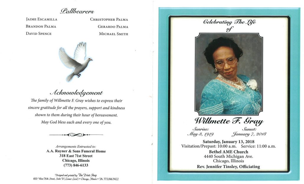 Willmette F Gray Obituary