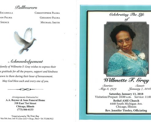 Willmette F Gray Obituary