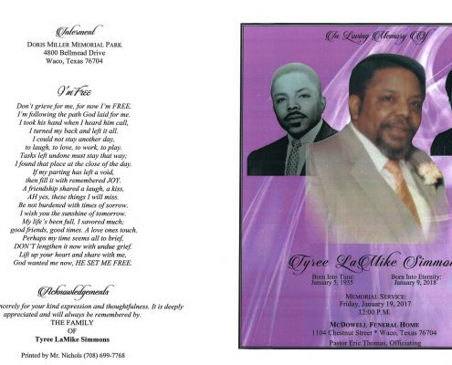 Tyree LaMike Simmons Obituary