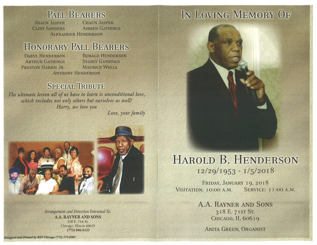 Harold B Henderson Obituary