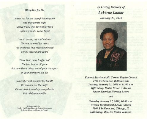 Laverne Lamar Obituary