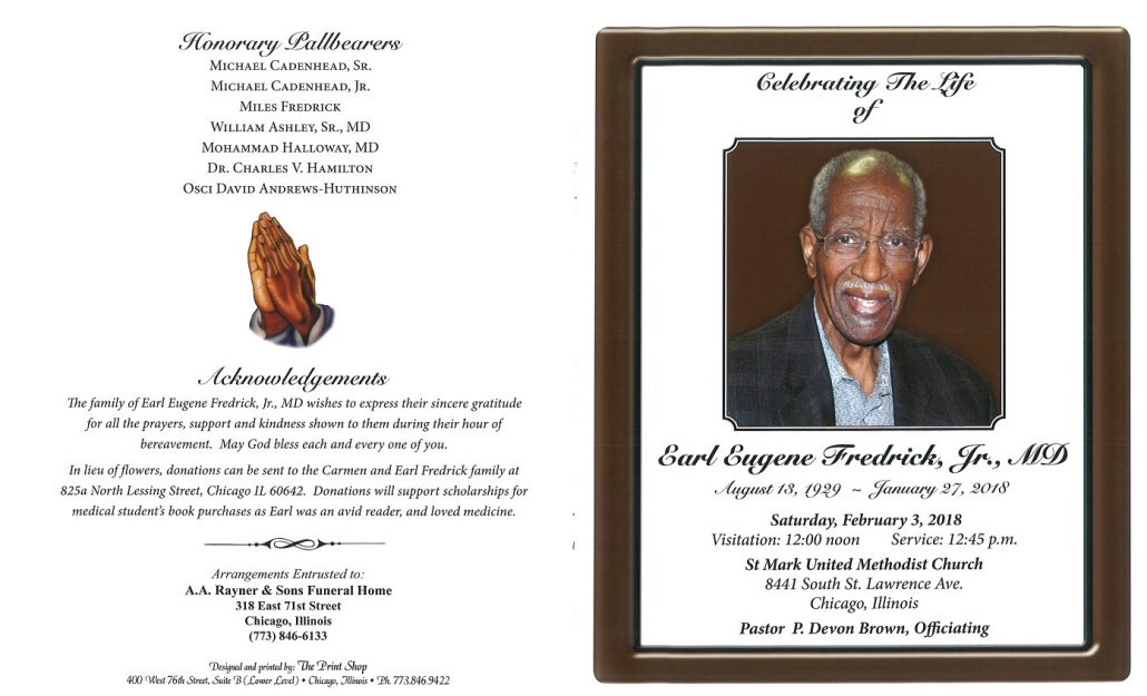 Earl Eugene Fredrick Jr MD Obituary