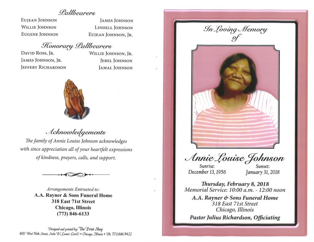 Annie Louise Johnson Obituary