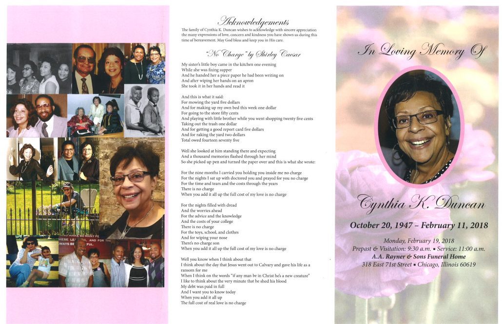 Cynthia K Duncan Obituary