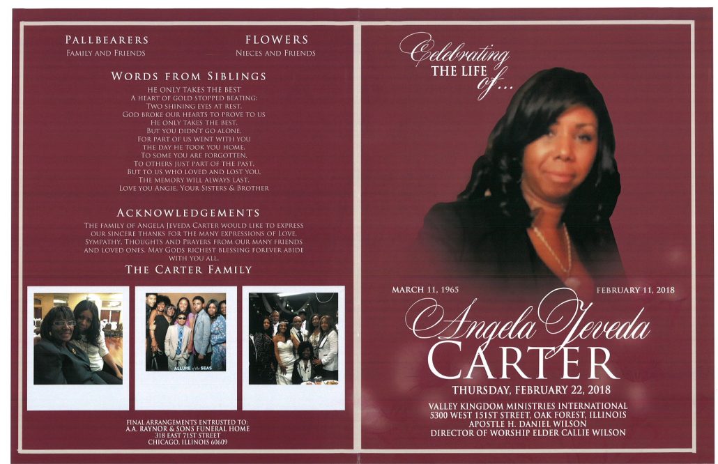 Angela Jeveda Carter Obituary