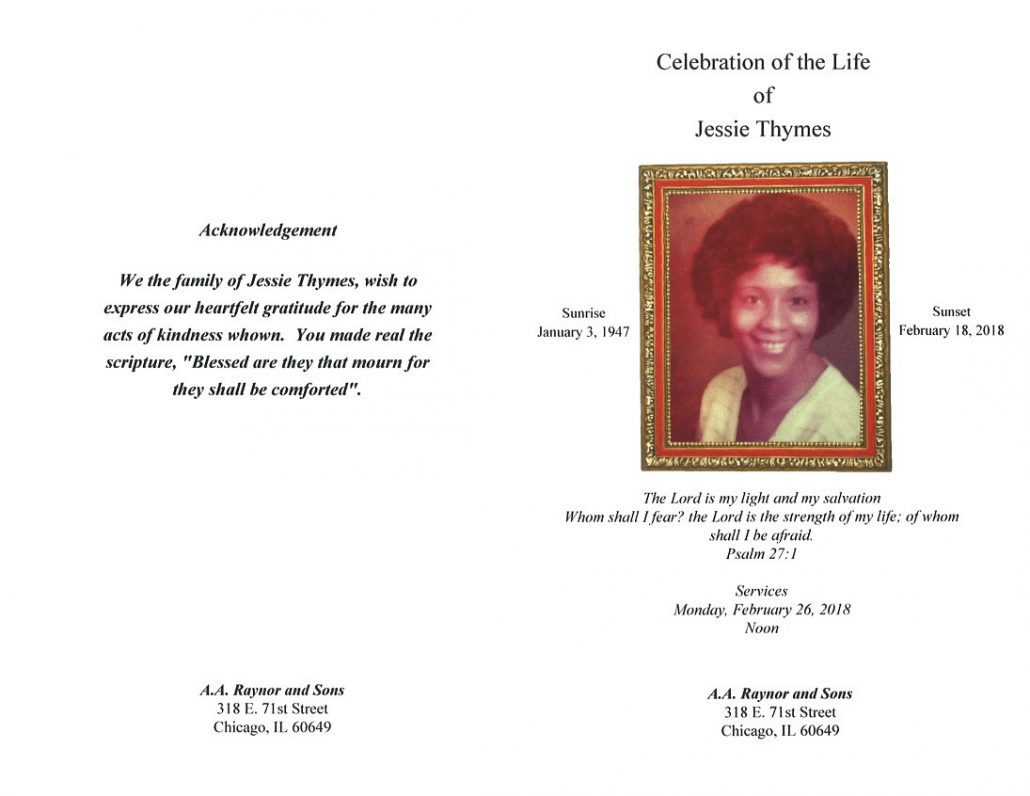 Jessie Thymes Obituary