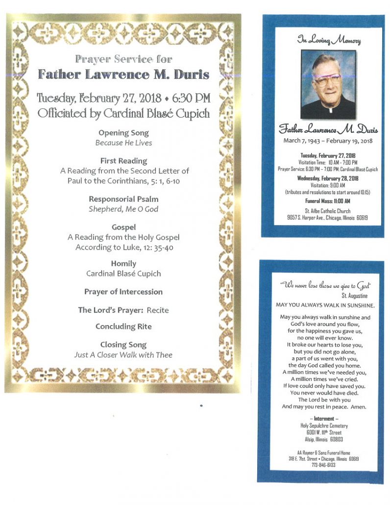 Father Lawrence M Duris Obituary