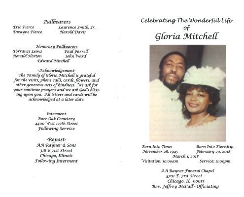 Gloria Mitchell Obituary