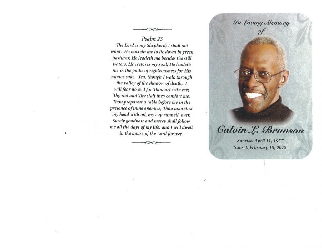 Calvin L Brunson Obituary