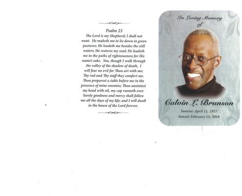 Calvin L Brunson Obituary