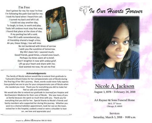 Nicole A Jackson Obituary