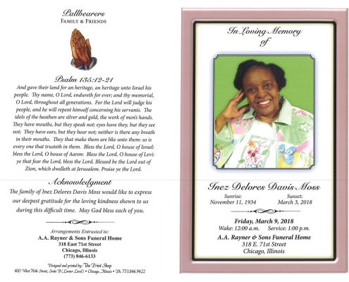 Inez Delores Davis Moss Obituary