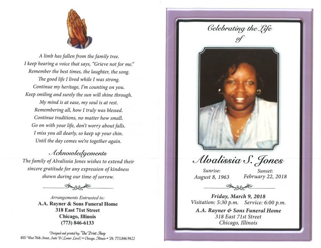 Alvalissia S Jones Obituary