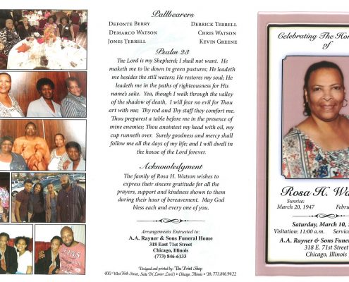 Rosa H Watson Obituary