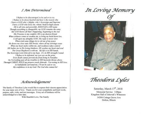 Theodora Lyles Obituary