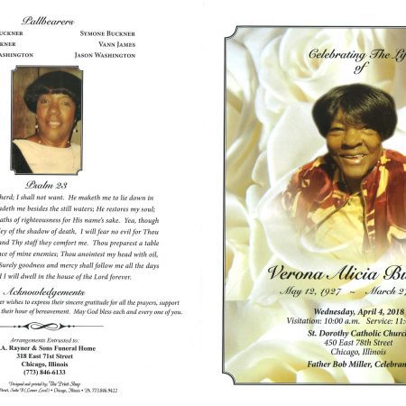 Verona Alicia Buckner Obituary | AA Rayner and Sons Funeral Homes