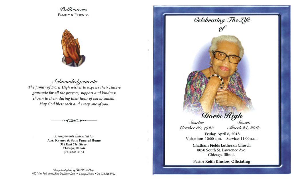 Doris High Obituary