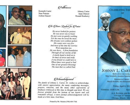 Johnny L Carter Sr obituary