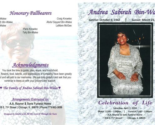 Andrea Sabirah Bin Walee Obituary