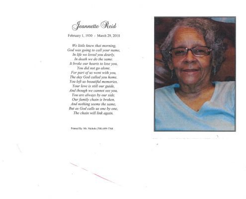 Jeannette Reid Obituary