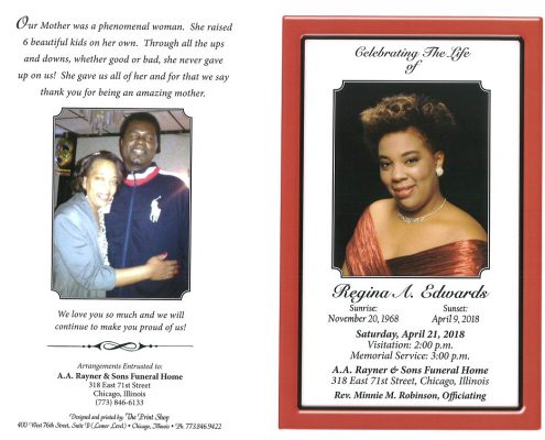 Regina A Edwards Obituary