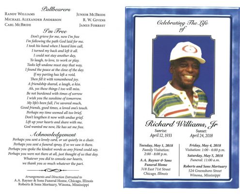 Richard Williams Jr obituary AA rayner and Sons Funeral Home