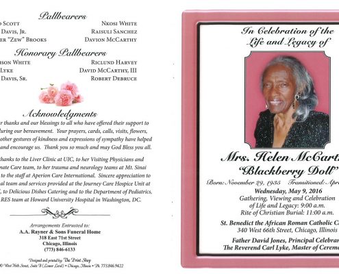 Mrs Helen McCarthy Obituary