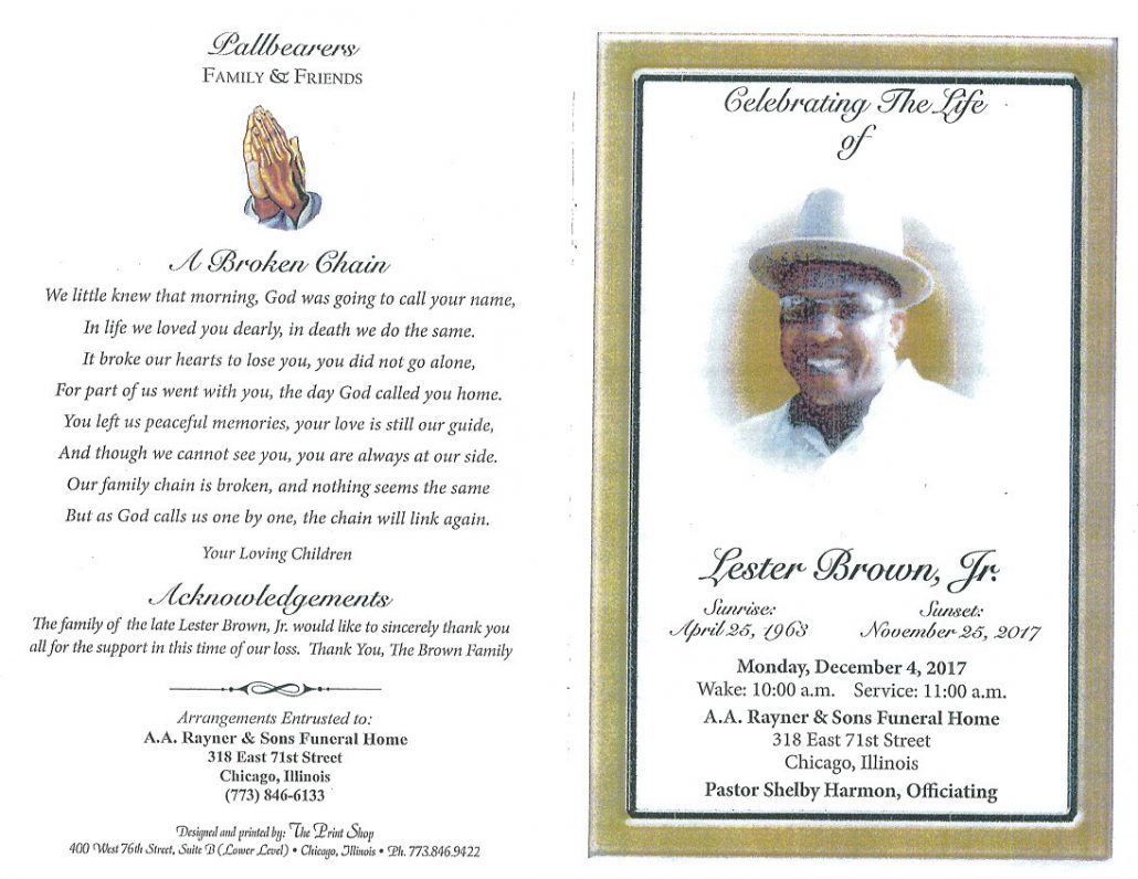 Lester Brown Jr Obituary
