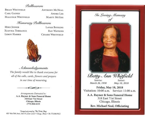 Betty Ann Whitfield obituary