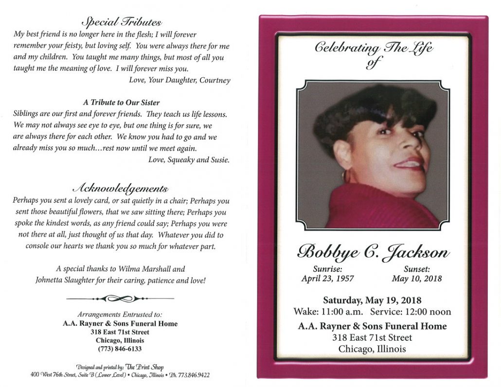 Bobbye C Jackson Obituary