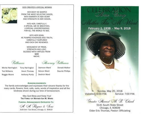 Ida M Ward Obituary