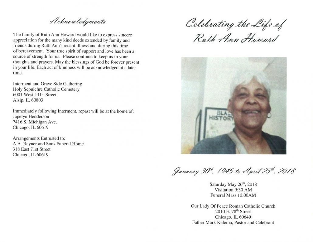 Ruth Ann Howard Obituary