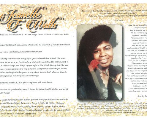 Jeanette F Walls Obituary