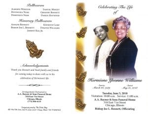 Hermione Yvonne Williams Obituary | AA Rayner and Sons Funeral Homes