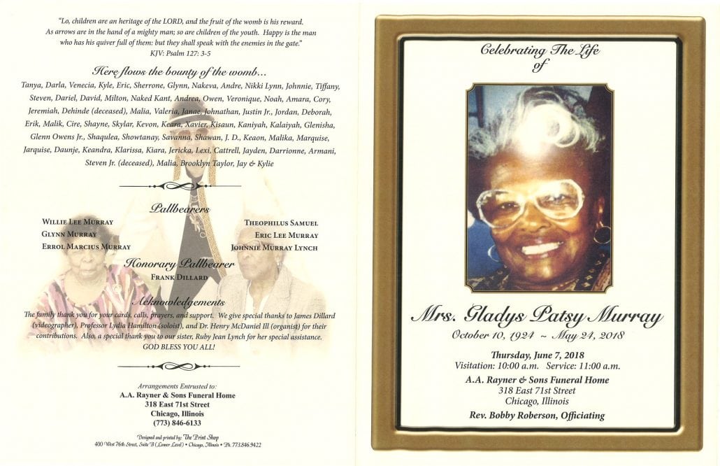 Mrs Gladys Patsy Murray Obituary