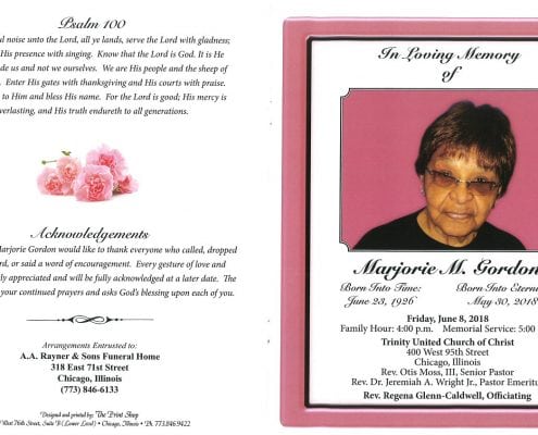 Marjorie M Gordon Obituary