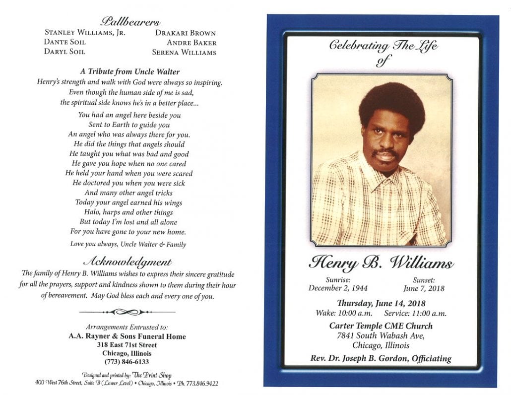 Henry B Williams Obituary