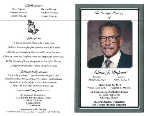 Adam J Dupart Obituary