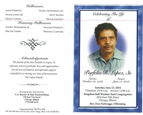 Porfelio R Lopez Sr Obituary