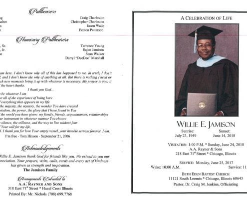 Willie E Jamison Obituary