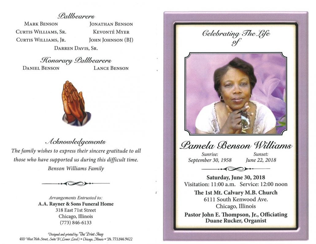 Pamela Benson Williams Obituary